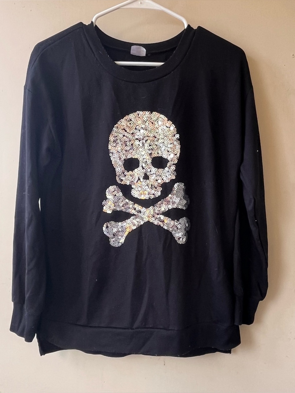 No Boundaries Sequin Skull Sweatshirt